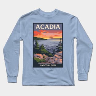 Acadia National Park Travel Poster Long Sleeve T-Shirt